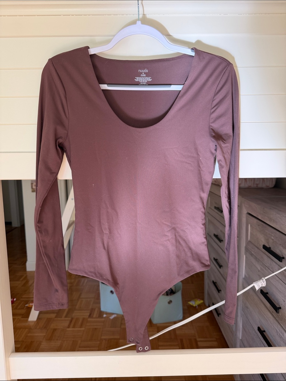 Women's Long-Sleeve Scoop Neck Bodysuit in Brown